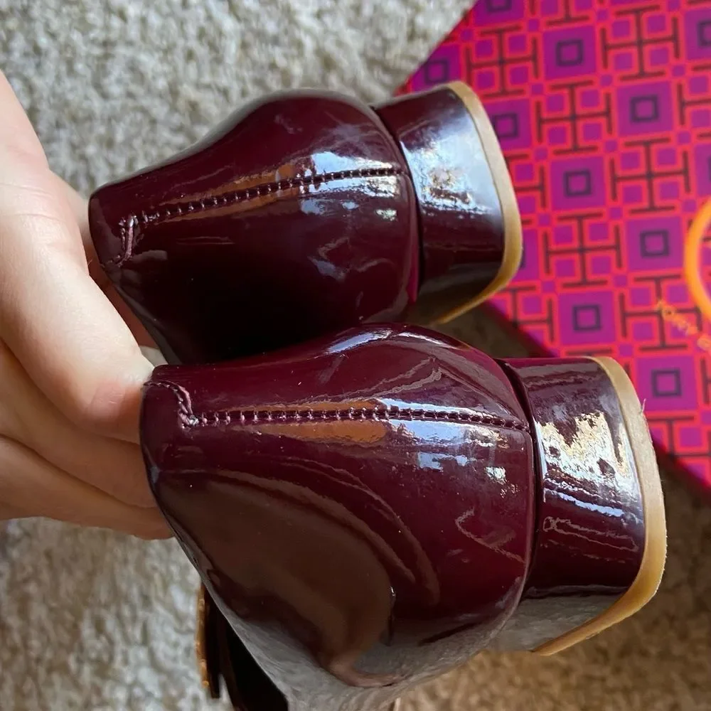 Tory Burch Gigi Burgundy Red Midi Heel Pump Size 7